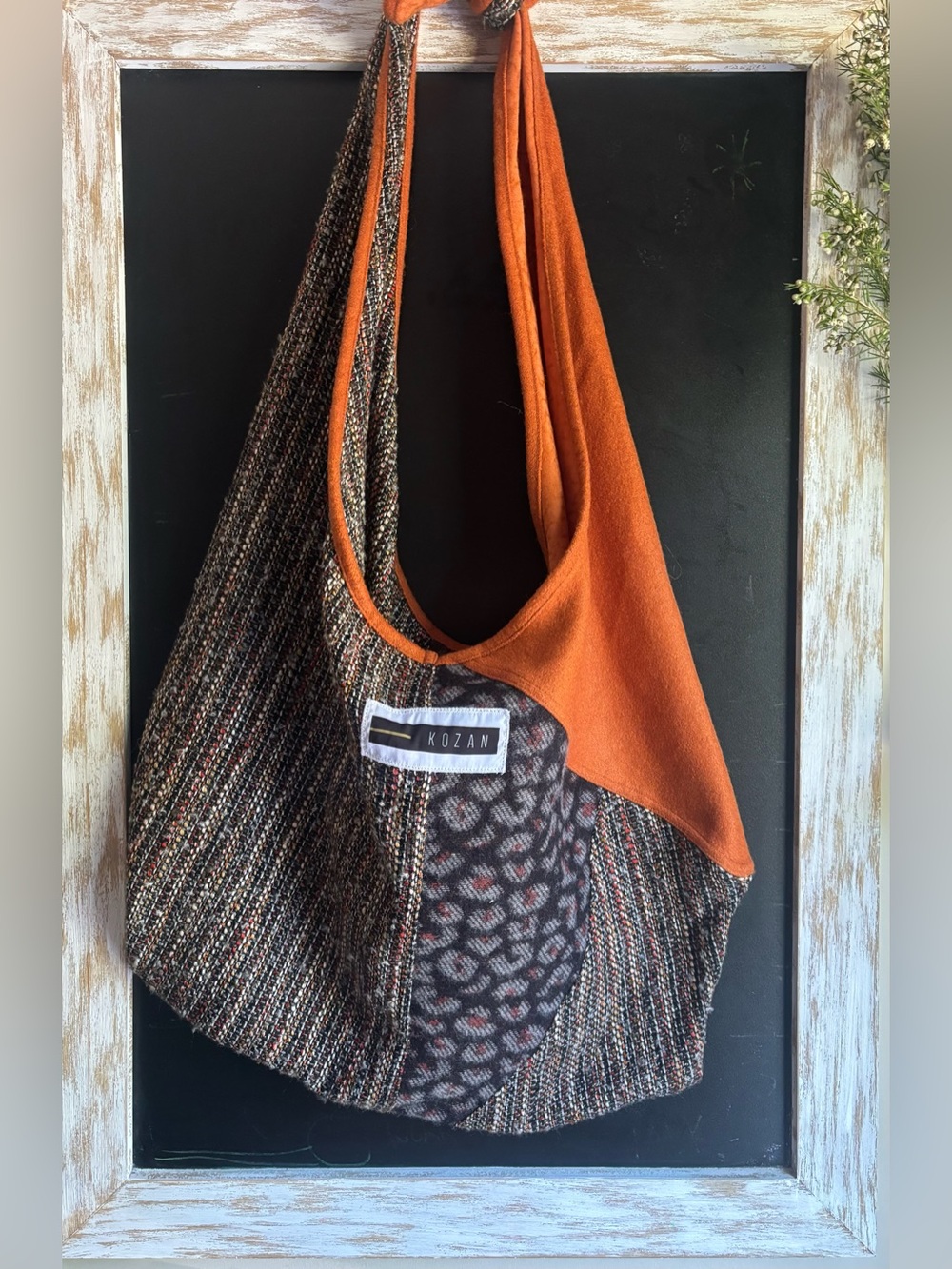 Kozan Patchwork Slouchy Hobo Bag Tote Mixed Media Crossbody Multicolor Knit